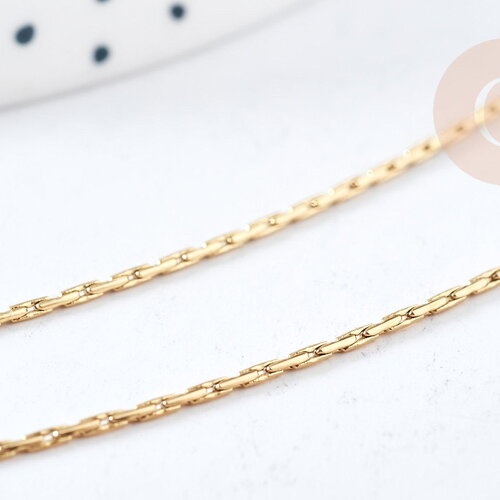 Chaine serpentine complète avec fermoir acier 304 inoxydable doré 1mm -46cm, création collier acier inoxydable, x1 g8792