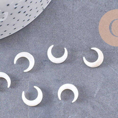 Lune nacre blanche naturelle 10x12mm, x1 (g10225)