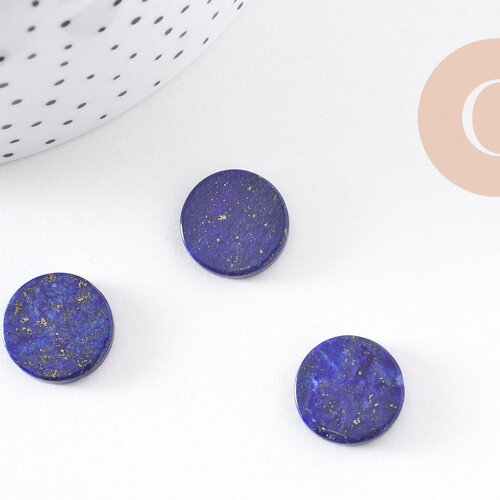 Cabochon disque rond bleu lapis lazulis naturel 15mm, x1 (g10214)