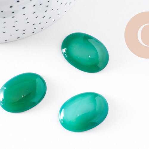 Cabochon agate naturelle vert émeraude 30x22mm, x1 (g10211)