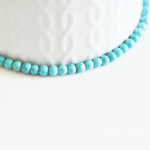 Perle howlite turquoise bijou pierre naturelle 4mm, perle howlite naturelle, perle pierre, fil de 38cm, x1 (g5168)