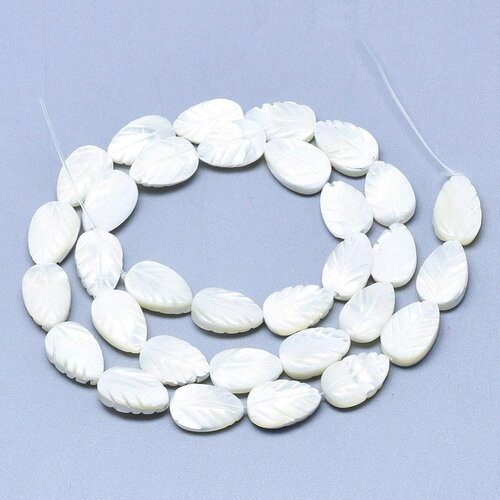 Perle feuille nacre blanche naturelle 12mm ,nacre blanche, x10 (g5850)