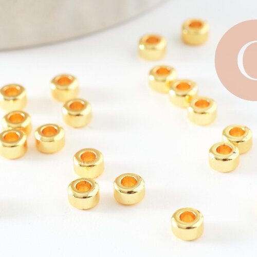 Perle intercalaire rondelles laiton doré 4mm,perle disque dorée pour création bijoux, x20 g9541