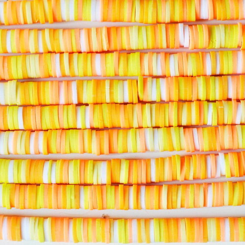 Perles polymère jaune pastel heishi 6mm, perles plastique, perle heishi,perle disque, 6mm,le fil de 320 perles g4205