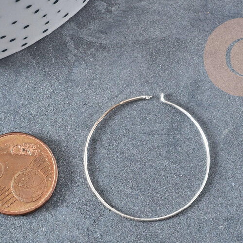 Créoles fine argent massif 925 30mm,x2 (g8783)