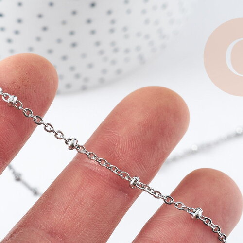 Chaine satellite acier 304 inoxydable platine 2.5mm, x1 mètre (g9088)