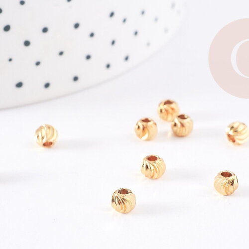 Perles intercalaires rondes laiton doré 18k 5.5mm, x10 (g9082)