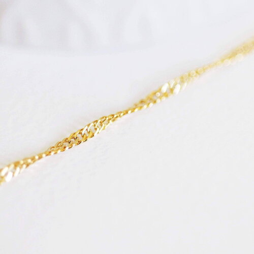 Chaine fine dorée singapour 16k,chaine plaquée or 2.5 microns, chaine collier bijoux, chaine complète,1.8 mm,43cm, x1 g3018