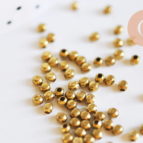 Perles intercalaires rondes en laiton brut 2.5 mm, x100 (4g) (g5977)