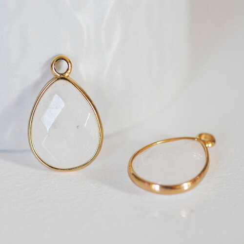 Pendentif goutte quartz, pendentif bijoux, pendentif quartz,pendentif pierre,quartz naturel, cristal de roche,23mm, x1 g0844