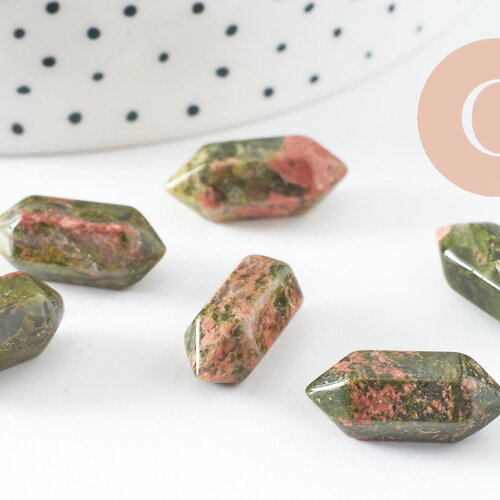 Pointe unakite naturelle non percée 18mm, x1 g9718