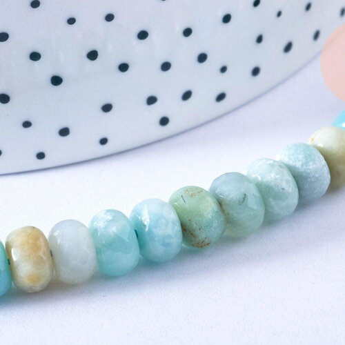 Perle rondelle amazonite facetté naturelle,pendentif bijoux, pierre naturelle,10mm, fil de 39cm x1 (g6720)