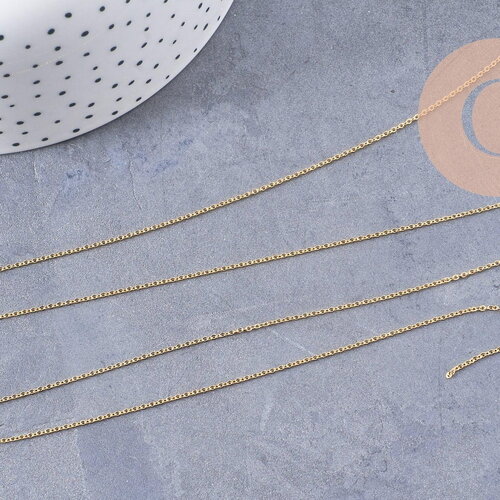 Chaine très fine laiton doré forçat 1.2mm 16k, x1 ou x5 mètres (g0604)