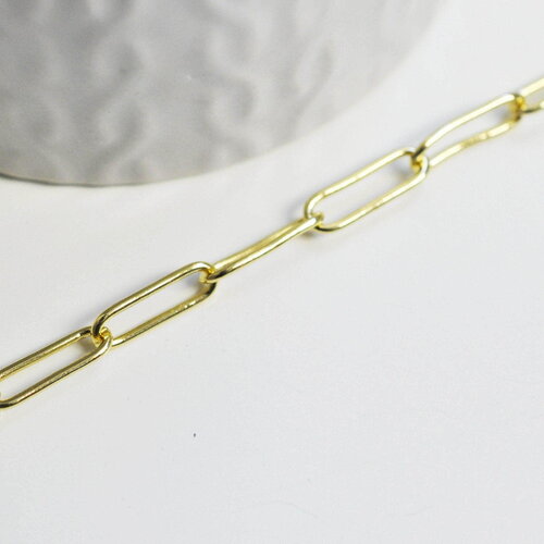 Chaine laiton doré 18k maille rectangle,chaine collier,création bijoux,chaine large,14x4.5mm, x 1mètre (g2549)