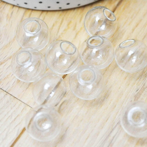Bulle verre pour créations pendentif, médaillon transparent, création sautoir, pendentif vitrine,16mm, x 2 g4156