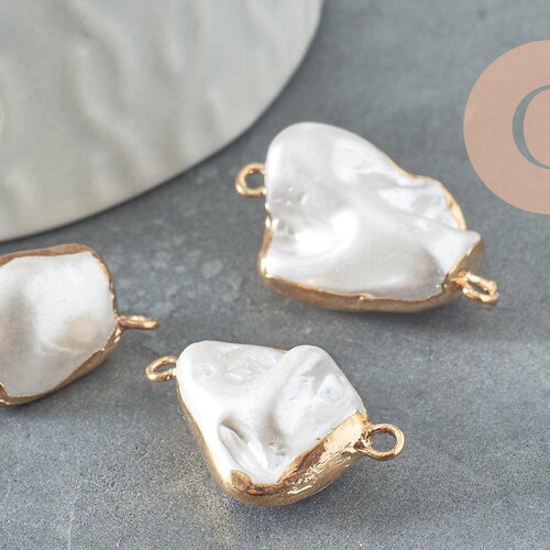 Connecteur pendentif grosse perle naturelle eau douce keshi 20-32mm, x1 (g1480)