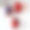 Perle coeur porcelaine rouge-bleu 14-15mm, perle céramique, fabrication bijoux amour et amitié x5 g9349