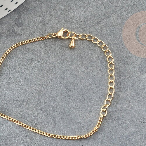 Bracelet chaine dorée maille plate 16k 2.5microns 17.7cm, x1 (g9243)