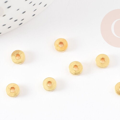 Perle intercalaire disque heishi rondelles laiton doré 6mm, x50 (g3322)