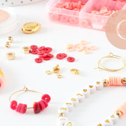Kit mix de perles heishi rouge orange x1 g9608