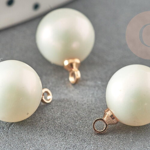 Pendentif rond imitation perle laiton doré 18k 13.5mm,pendentif platique perle eau douce bijou, x1 g9366