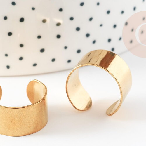Bague réglable personnalisable acier doré inoxydable 18mmx10mm, x2 (g6870)