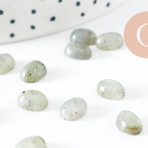 Cabochon ovale labradorite naturelle 8x6mm, création bijoux pierre naturelle, x1 (g10176)