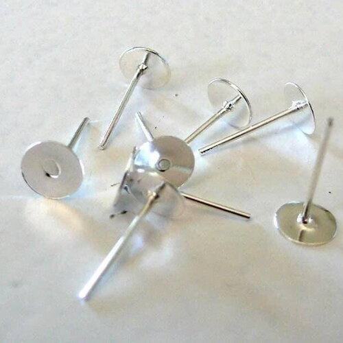 Clous-puces oreille platine avec plateau 6mm, x50 (g2018)