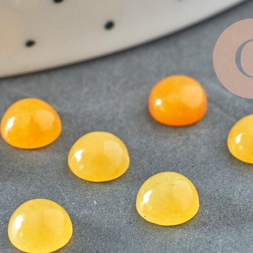 Cabochon jade jaune, fournitures créatives,pierre naturelle, création bijoux,jade naturel,cabochon rond,pierre jaune, 6mm, x1 g0548