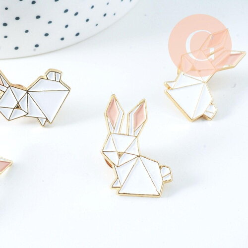 Broche pins lapin origami doré émail 31.5x23mm,broche dorée, décoration veste,x1 g6375