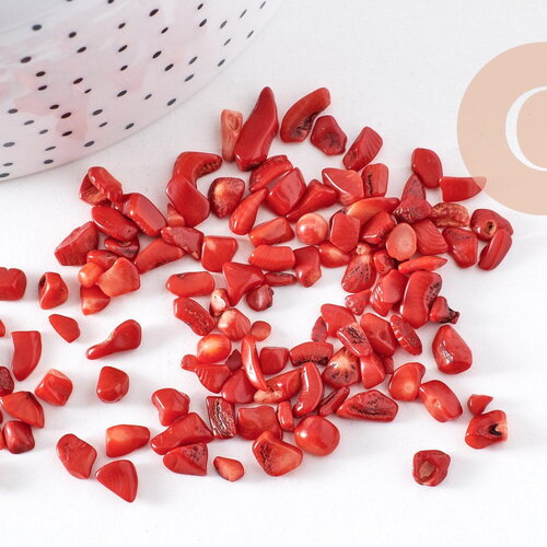 Sable chips corail naturel rouge 3-9mm, x20gr (g0257)