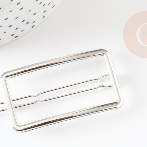 Support barrette clip zamac argenté rectangle sans plateau 55mm, x1 (g9315)