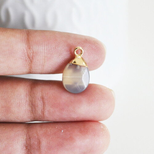 Pendentif goutte agate grise,pendentif bijoux, pendentif agate, agate naturelle, pendentif agate,17-19mm,g2789