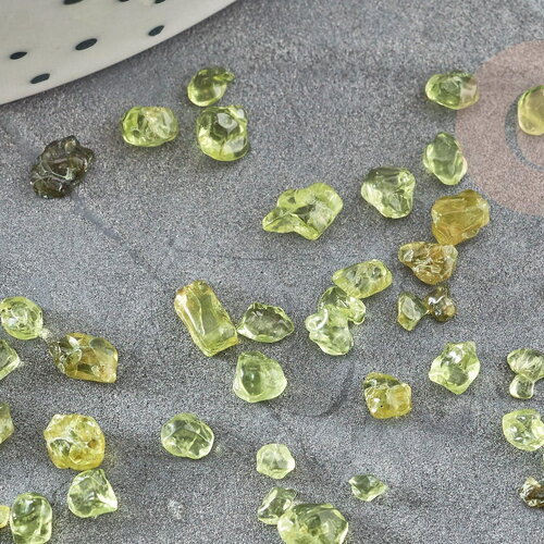 Sable chips pierre quartz olive vert 2-6mm, x20gr (g3501)