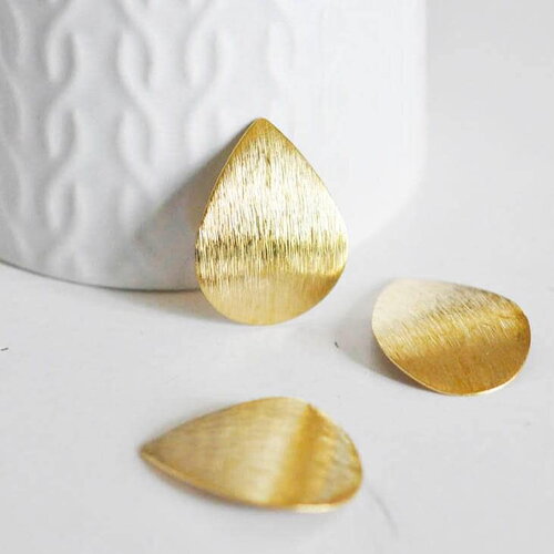 Pendentif goutte laiton doré brossé, breloques laiton brut ,pendentif bijoux,sans nickel, géométrique,28mm, x1 g2877