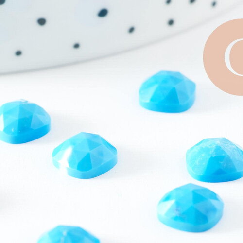 Cabochon carré turquoise naturel 8x8mm, cabochon création bijoux pierre, x1 g9686