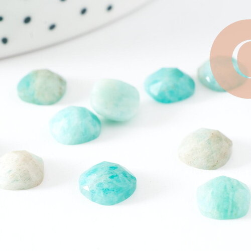 Cabochon carré amazonite naturel 8x8mm, cabochon création bijoux pierre, x1 g9701