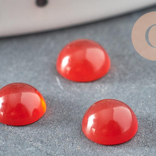 Cabochon rond agate naturelle orange 6mm, x1 (g0409)