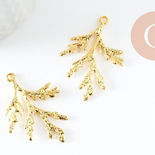 Pendentif corail zamac doré 18k 36mm,pendentif coquillage, laiton doré, pendentif corail,création bijoux, x1 g9488