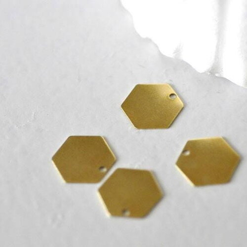 Breloque hexagone laiton brut 12mm, x10 (g5875)