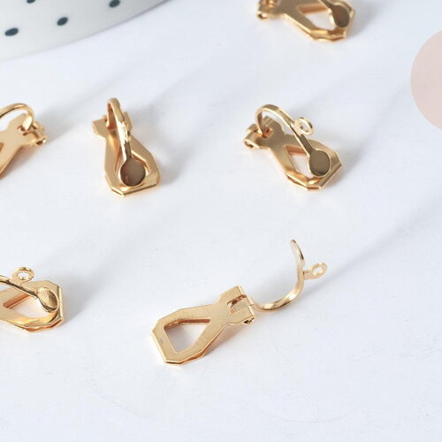 Supports boucles d'oreilles à clip acier 304 inoxydable doré 12mm, x10 (g7860)