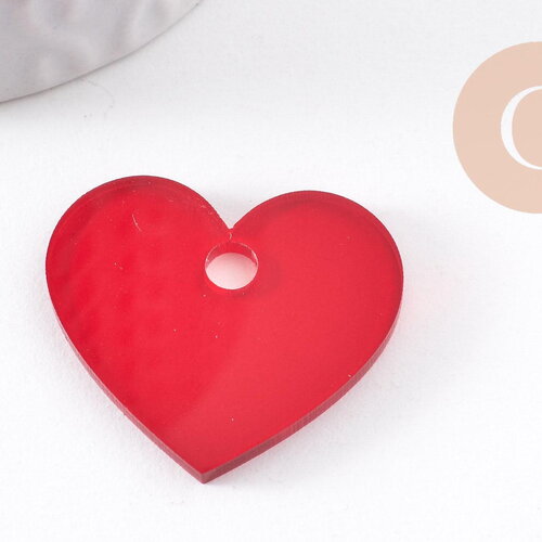 Pendentif coeur acrylique 27mm, x2 (g10155)