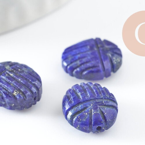 Perle scarabée talisman lapis lazulis naturel aaa 13mm, x1 (g9233)