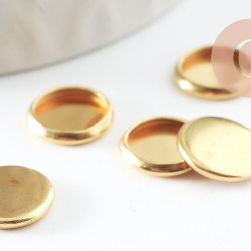 Support cabochon rond acier 304 inoxydable doré cabochon 6mm, x5 (g8297)