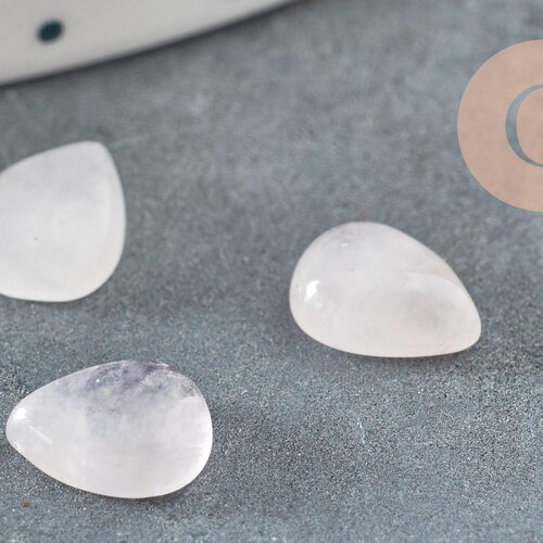 Cabochon goutte quartz rose naturel 8x6mm, x1 (g2269)