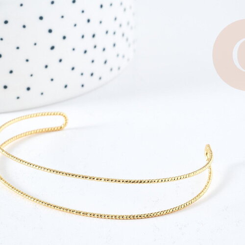 Bracelet double jonc ouvert torsadé laiton doré 18k 60mm, x1 (g8502)