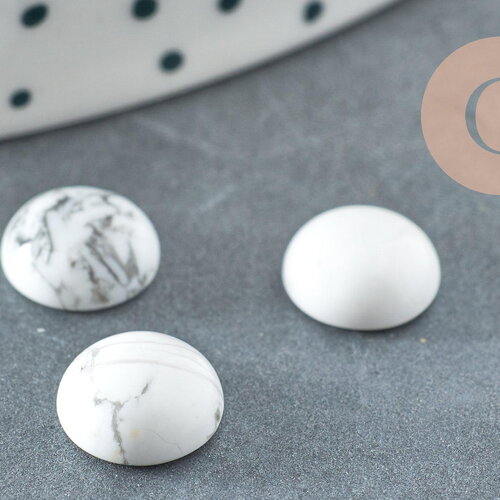 Cabochon rond howlite blanc, cabochon howlite,cabochon rond, howlite naturelle,8mm, pierre naturelle, x1 g4809