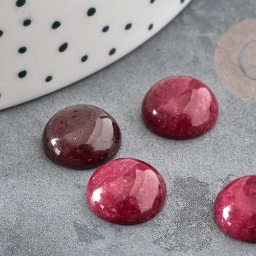 Cabochon jade rouge bordeau, cabochon rond, jade naturel, cabochon jade, 2mm, x1 g0268