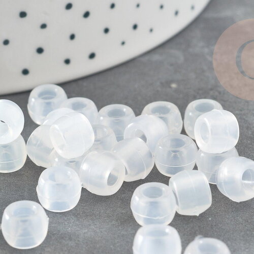 Perle rondelle en plastique blanc 8mm, perle qui change couleur aux uv, x50 g9372
