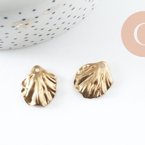 Pendentif feuille laiton brut 20mm, création bijou laiton brut, x2 (g0523)